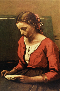 Girl Reading-Jean Baptiste Camille Corot